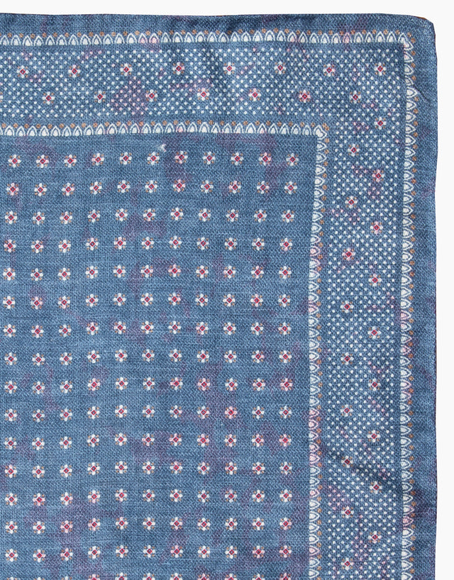 Blue, Pink & Brown, Floral & Abstract Pocket Square
