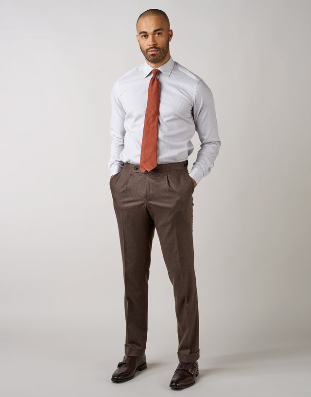 Evans Brown Stretch Flannel Trouser