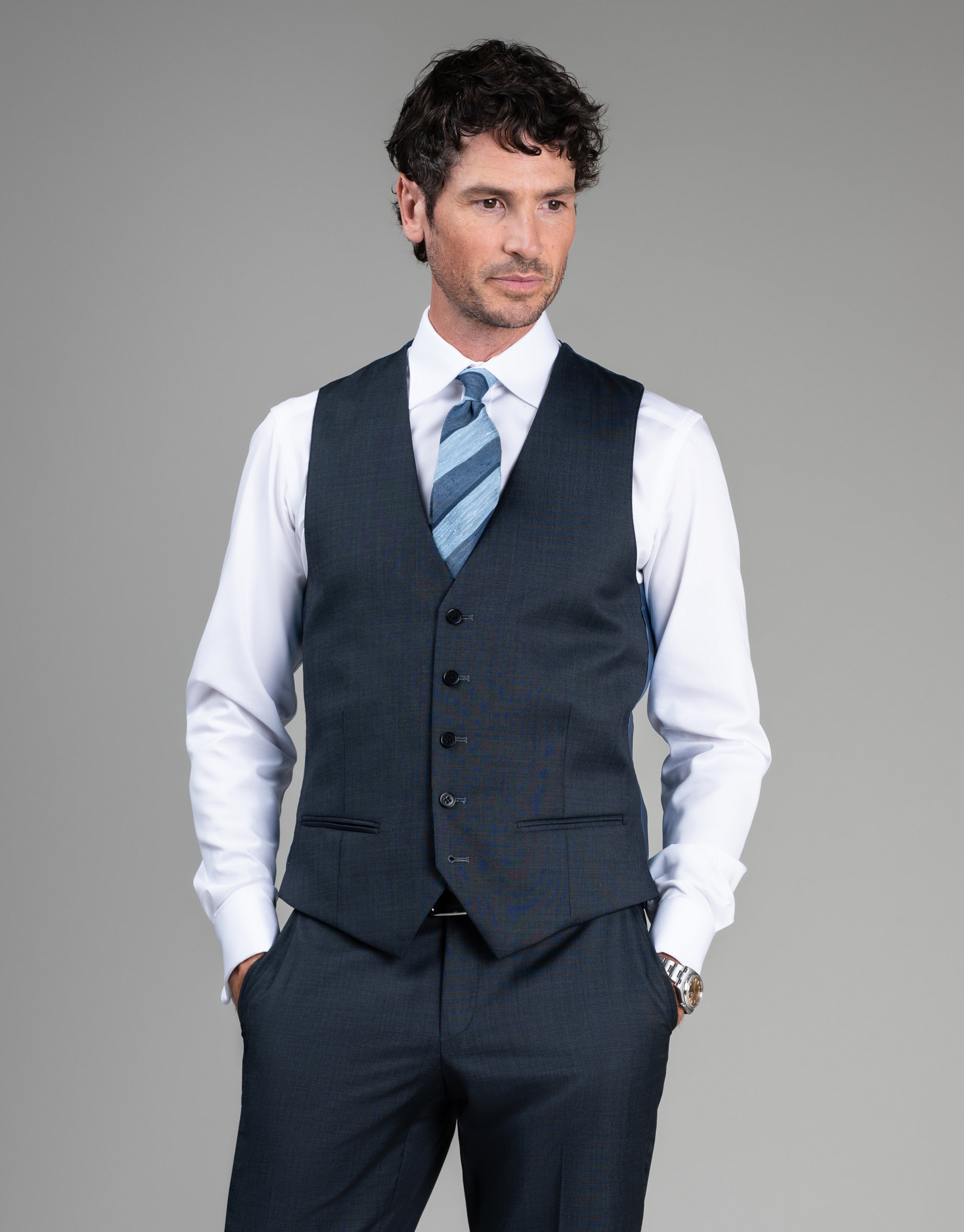 Churchill Steel Blue Nailhead Waistcoat – Rembrandt New Zealand