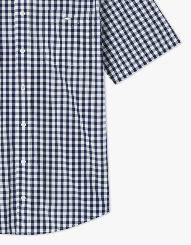 R.M. Williams Hervey Navy & White Check Short Sleeve Shirt
