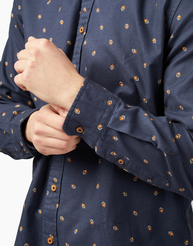 Ben Sherman Scattered Geo Brushed Twill Indigo Shirt