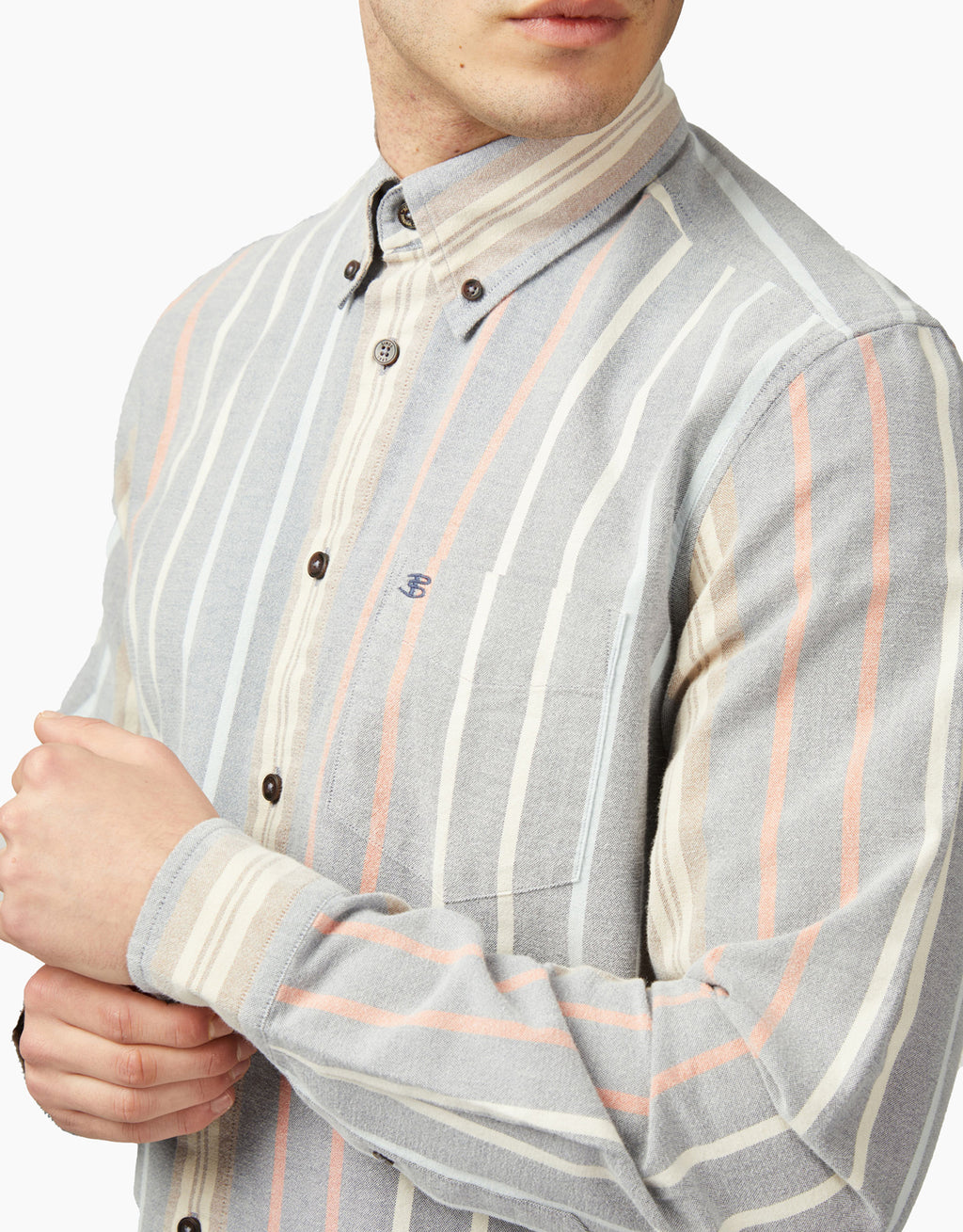 Ben Sherman Asymmetric Striped Oxford Indigo Shirt