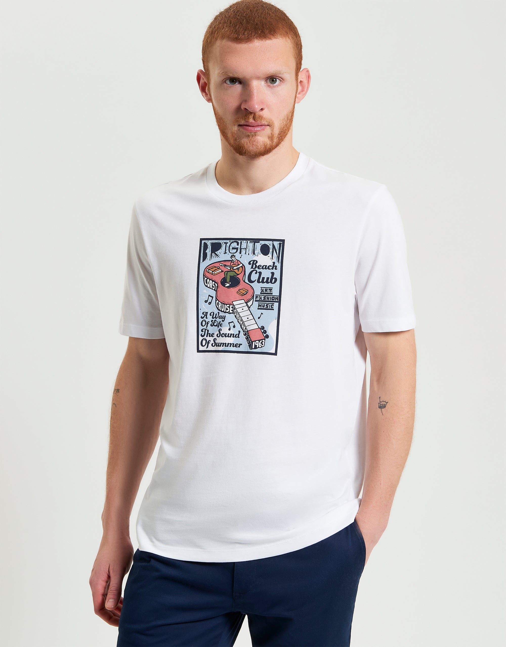Ben Sherman Boat And Guitar Character White T-Shirt