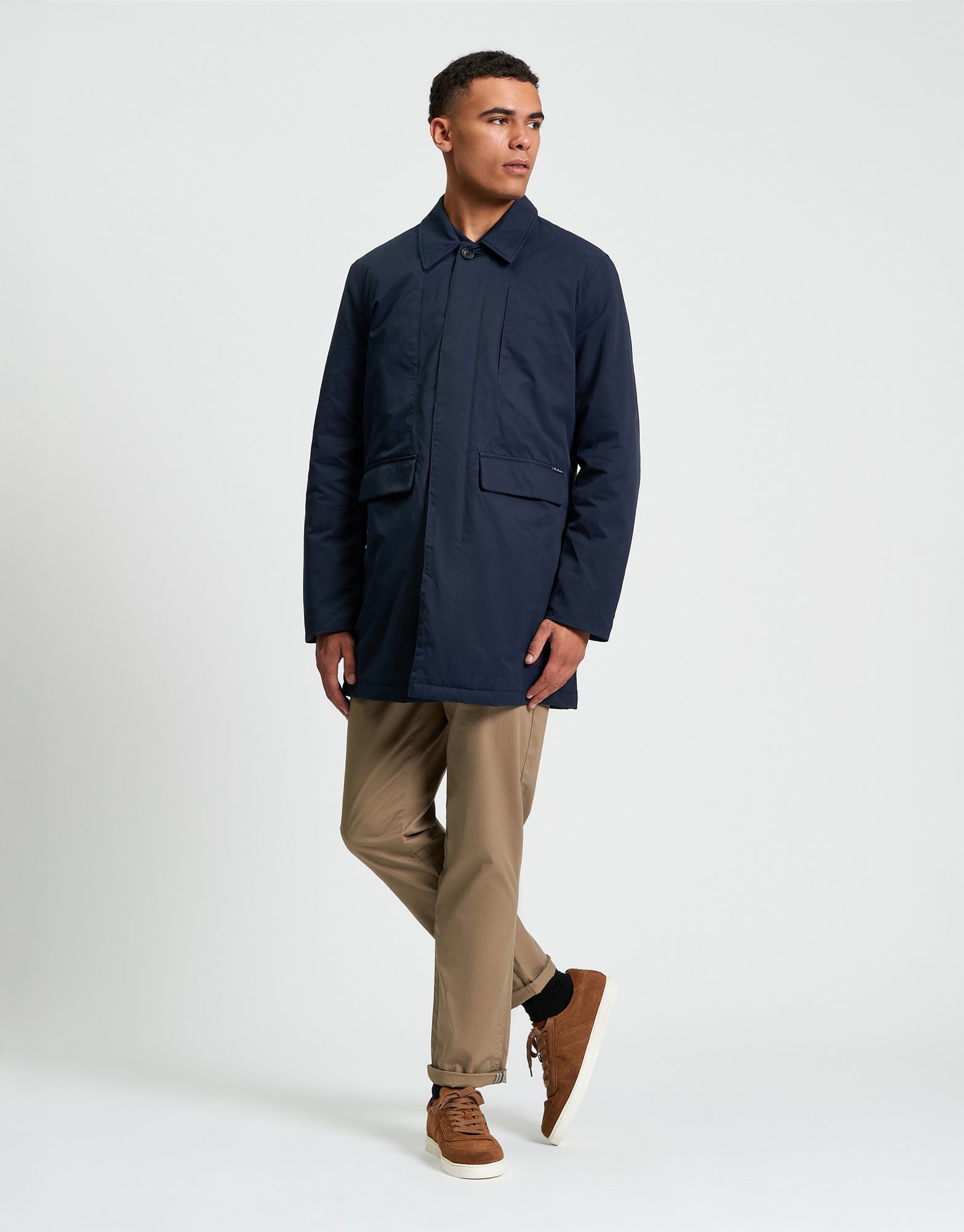 Ben Sherman Waxed Car Coat Dark Navy
