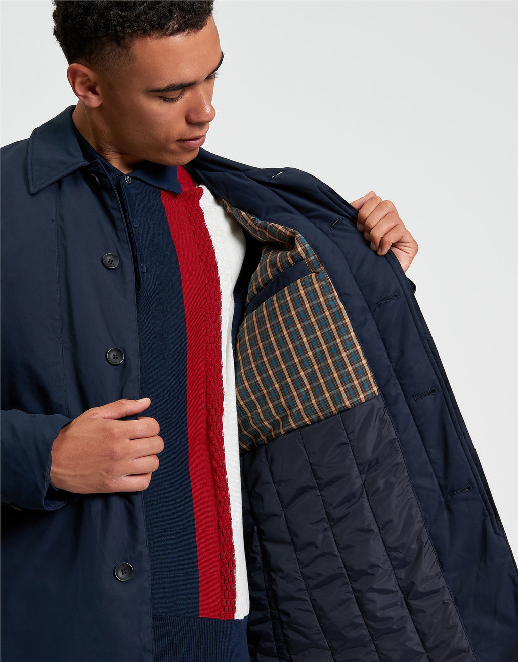 Ben Sherman Waxed Car Coat Dark Navy