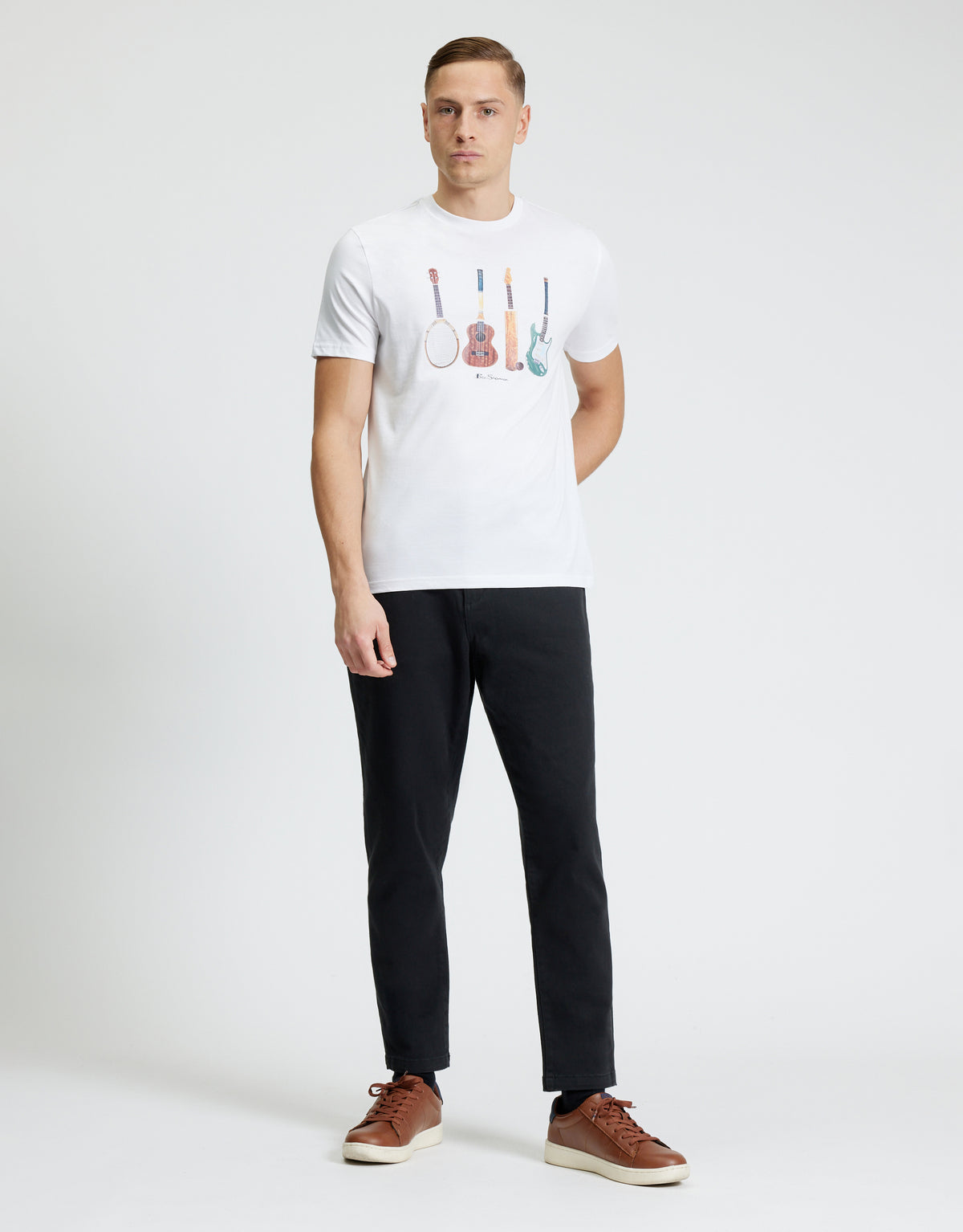 Ben Sherman Jumble Guitars White T-Shirt