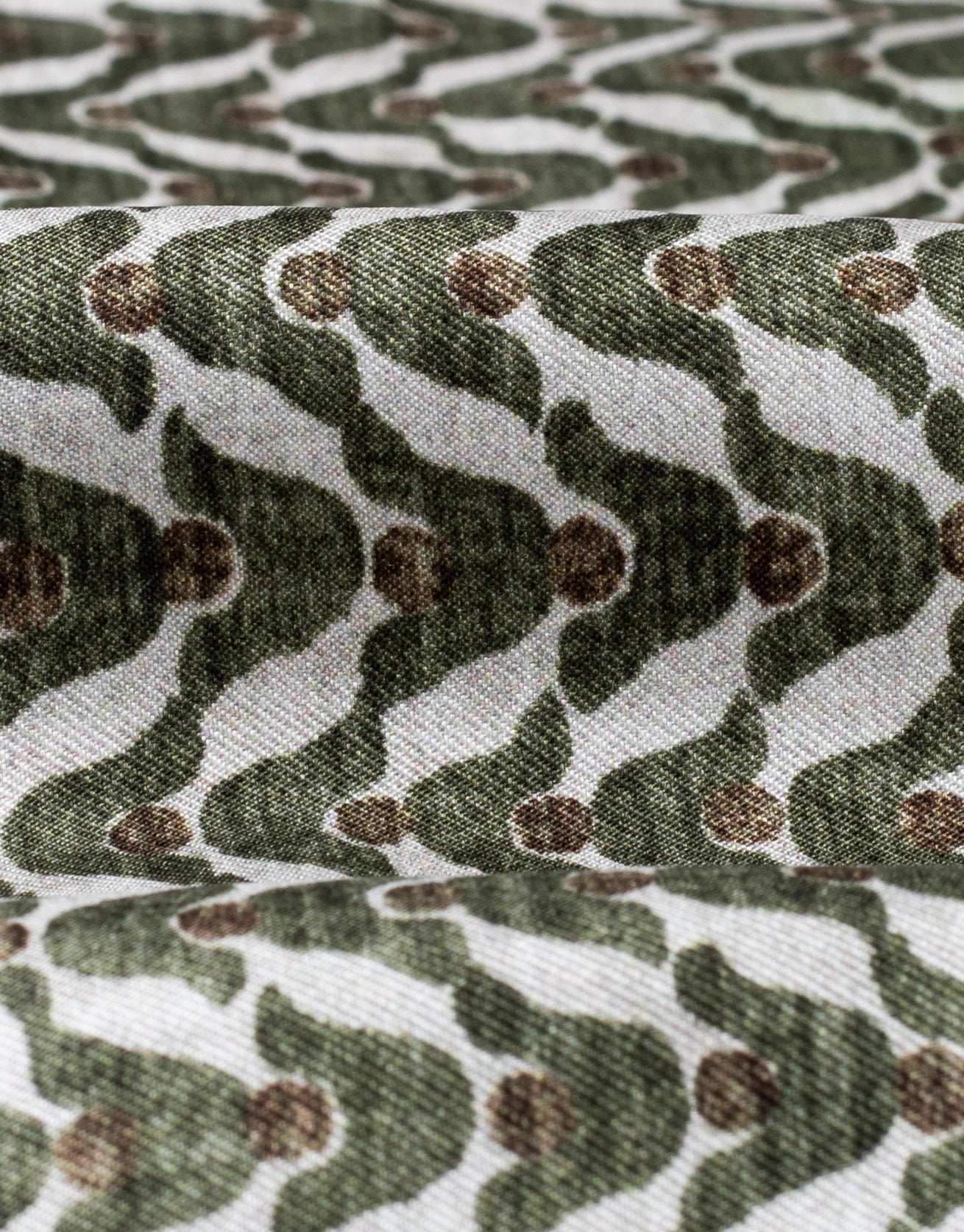 Brown, Cream & Green Geo Italian Silk Pocket Square