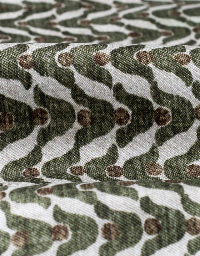 Brown, Cream & Green Geo Italian Silk Pocket Square