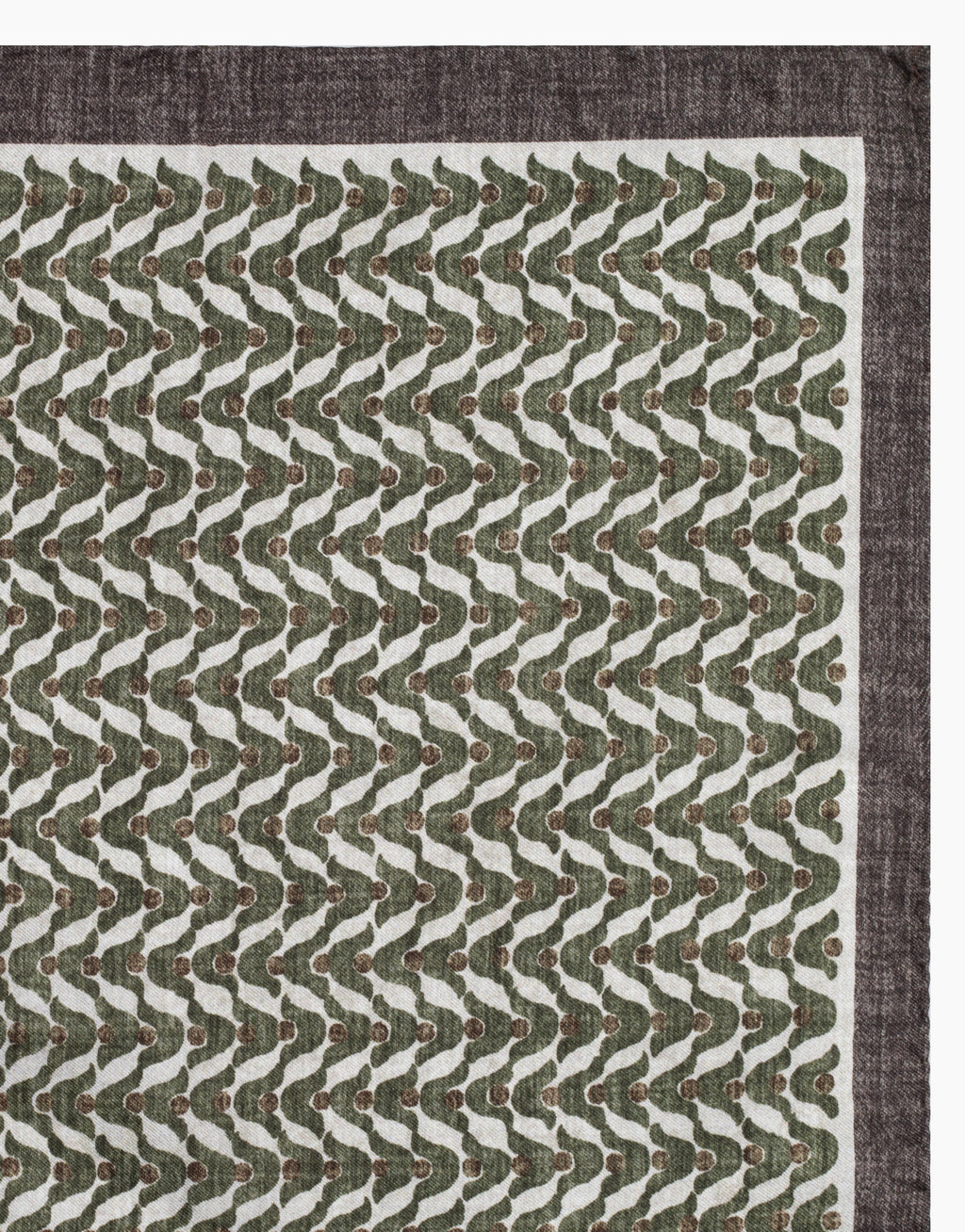 Brown, Cream & Green Geo Italian Silk Pocket Square