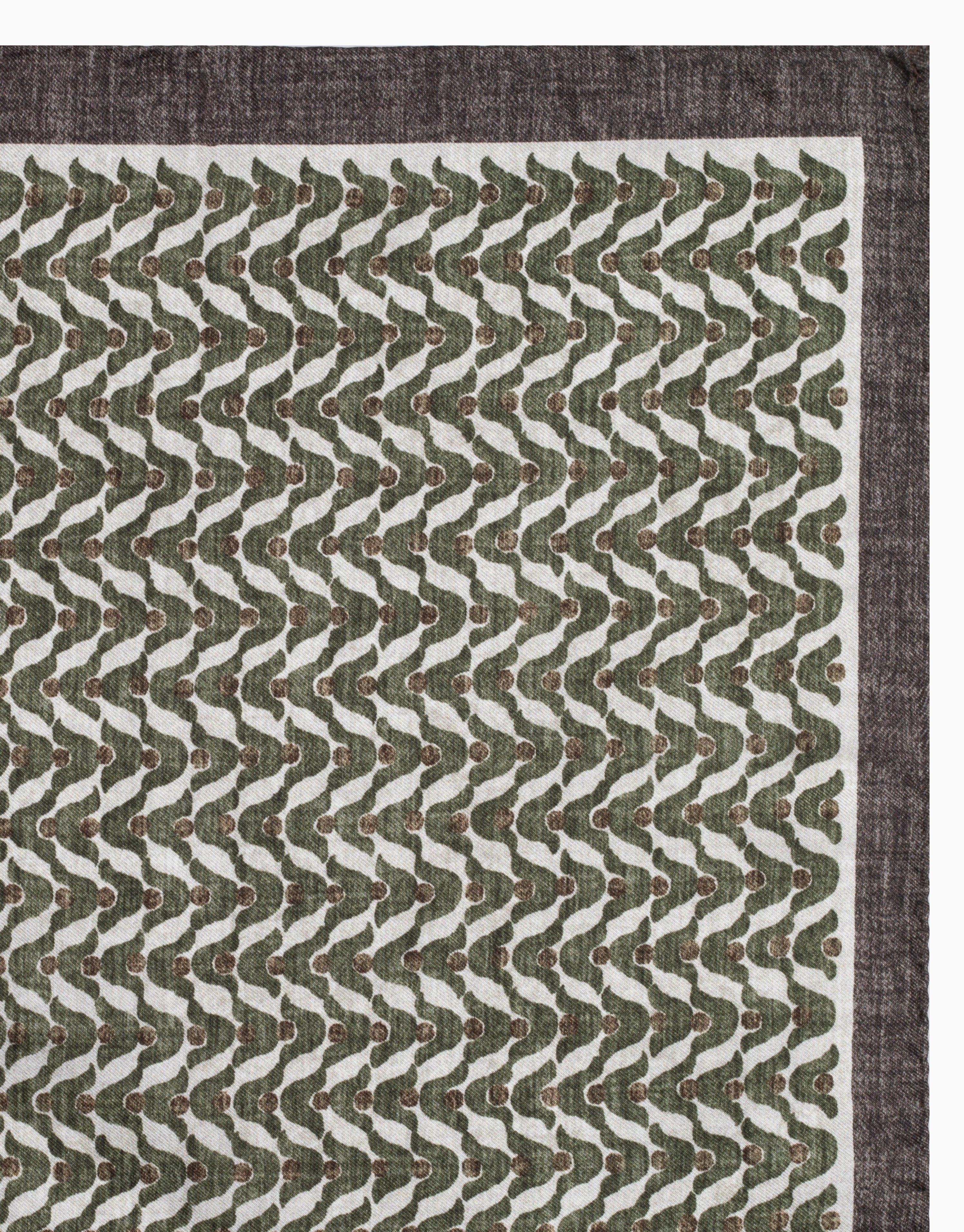 Brown, Cream & Green Geo Italian Silk Pocket Square