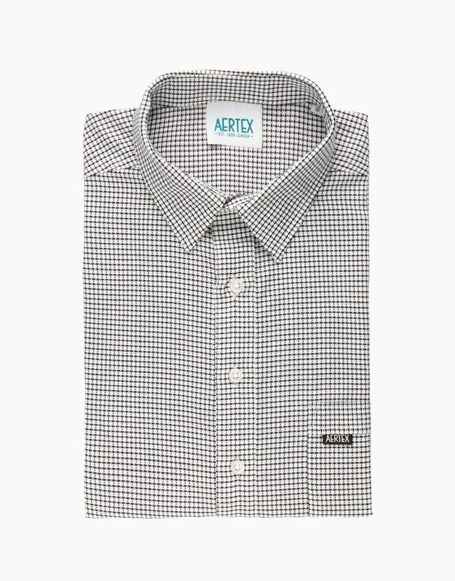 Aertex Taunton Black Micro Check Short Sleeve Polo Shirt