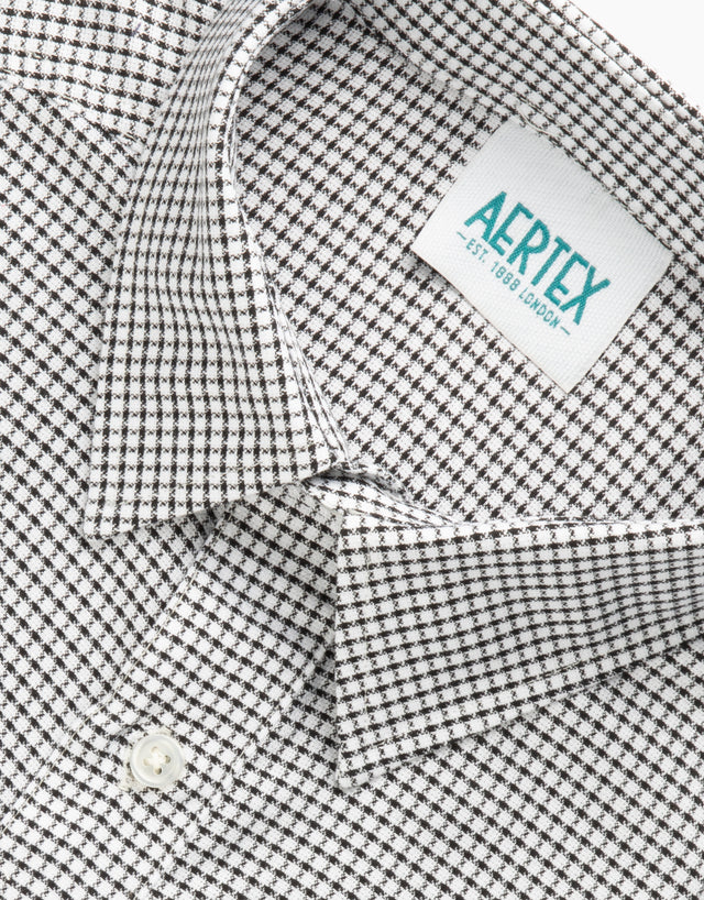 Aertex Taunton Black Micro Check Short Sleeve Polo Shirt