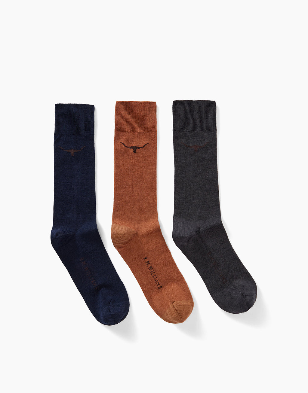 R.M.Williams Longhorn Indigo Sock 3 Pack