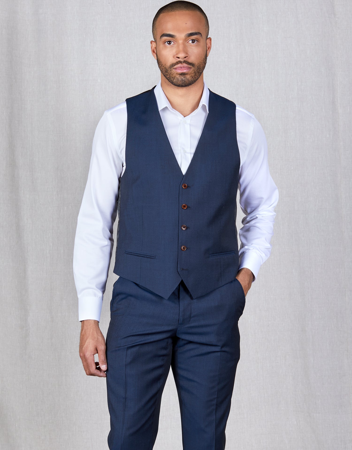 Churchill Blue Contrast Twill Waistcoat