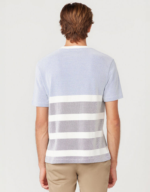 Ben Sherman Textured Block Stripe Blue T-Shirt