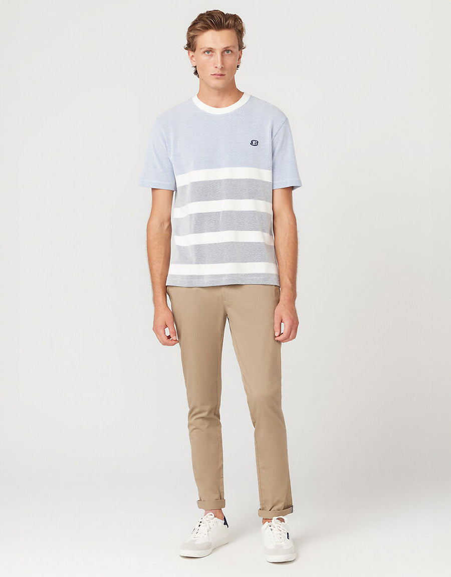 Ben Sherman Textured Block Stripe Blue T-Shirt