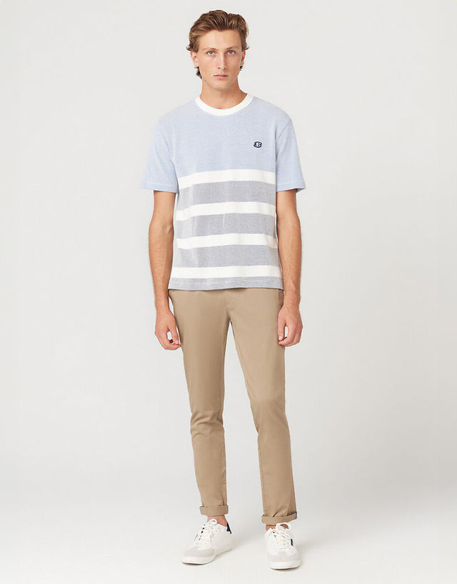 Ben Sherman Textured Block Stripe Blue T-Shirt