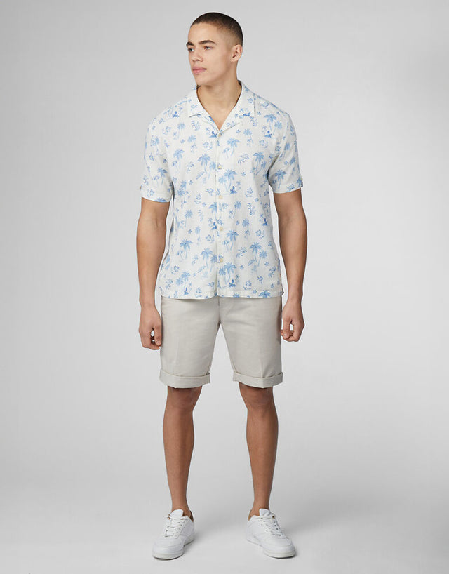 Ben Sherman Resort Print Ivory Short Sleeve Shirt