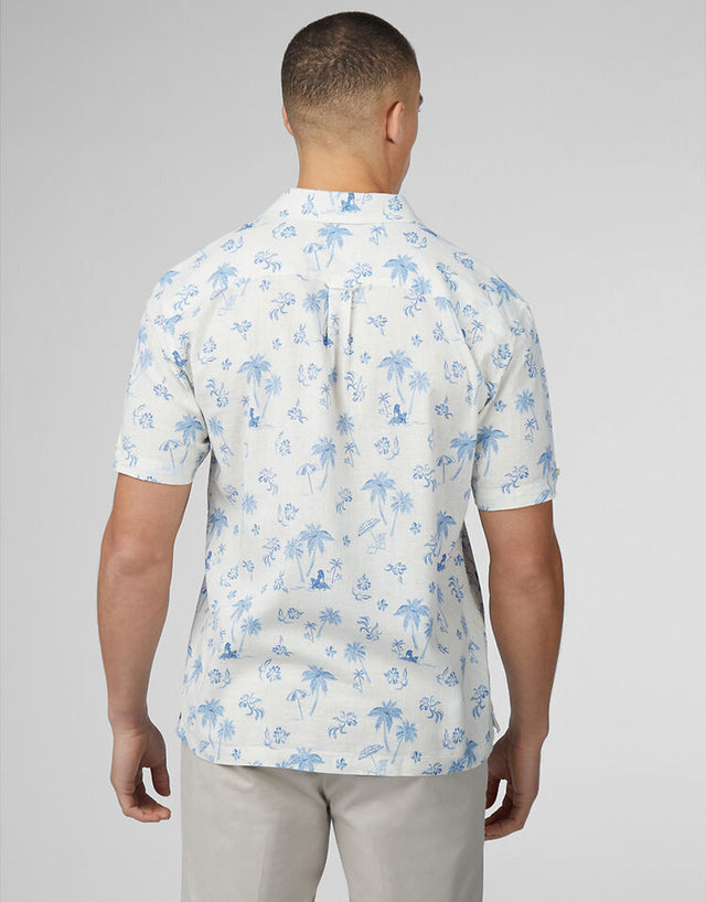 Ben Sherman Resort Print Ivory Short Sleeve Shirt