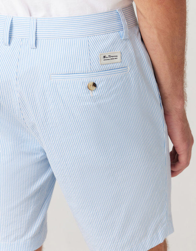 Ben Sherman Seersucker Pale Blue Stripe Shorts