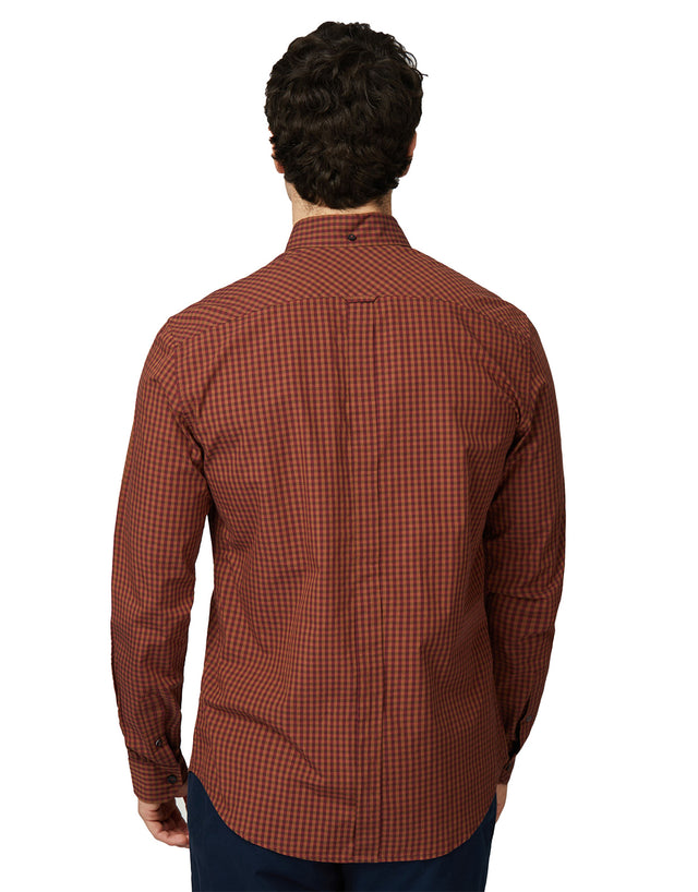Ben Sherman Signature Gingham Wine Long Sleeve Shirt