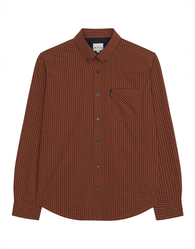 Ben Sherman Signature Gingham Wine Long Sleeve Shirt