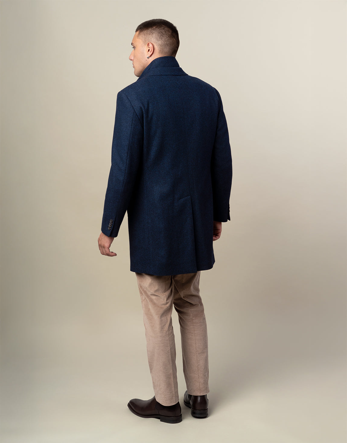 Compton Navy Herringbone Overcoat