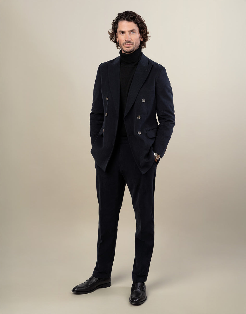 Evans Navy Brushed Cotton Trouser