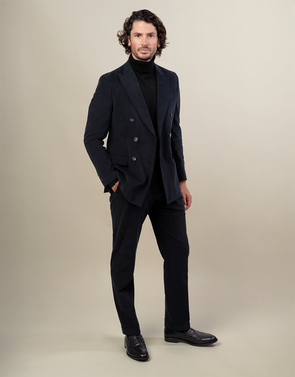 Evans Navy Brushed Cotton Trouser