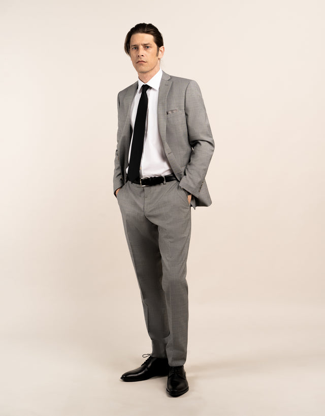 Taylor Light Grey Sharkskin Suit Jacket