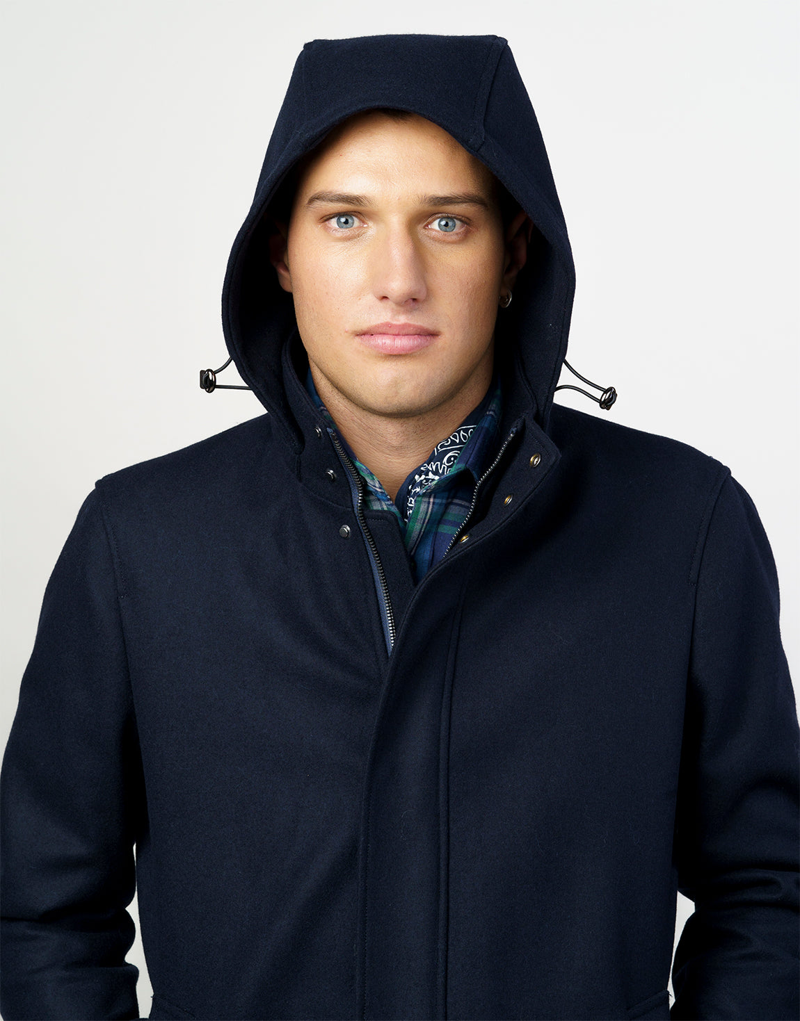 Aro Navy Hooded Parka Coat
