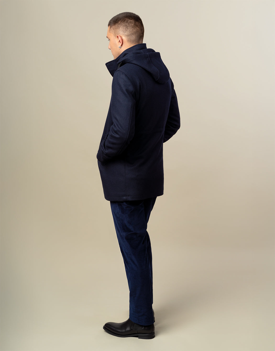 Aro Navy Hooded Parka Coat