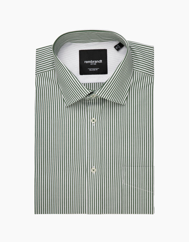 Sinatra Green and White Bengal Stripe Shirt