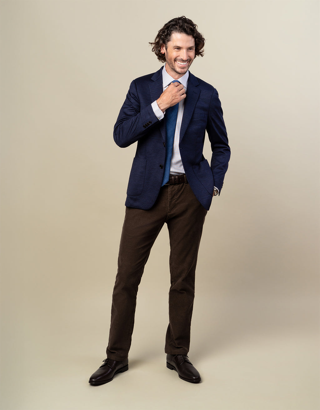 Pearse Navy Hopsack Knit Blazer