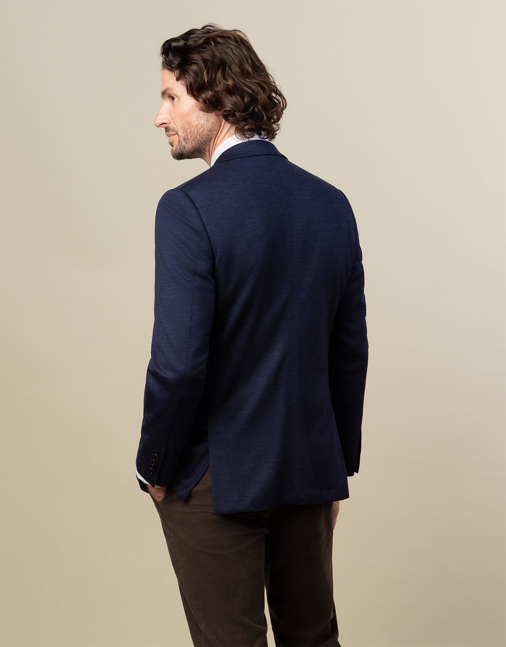 Pearse Navy Hopsack Knit Blazer