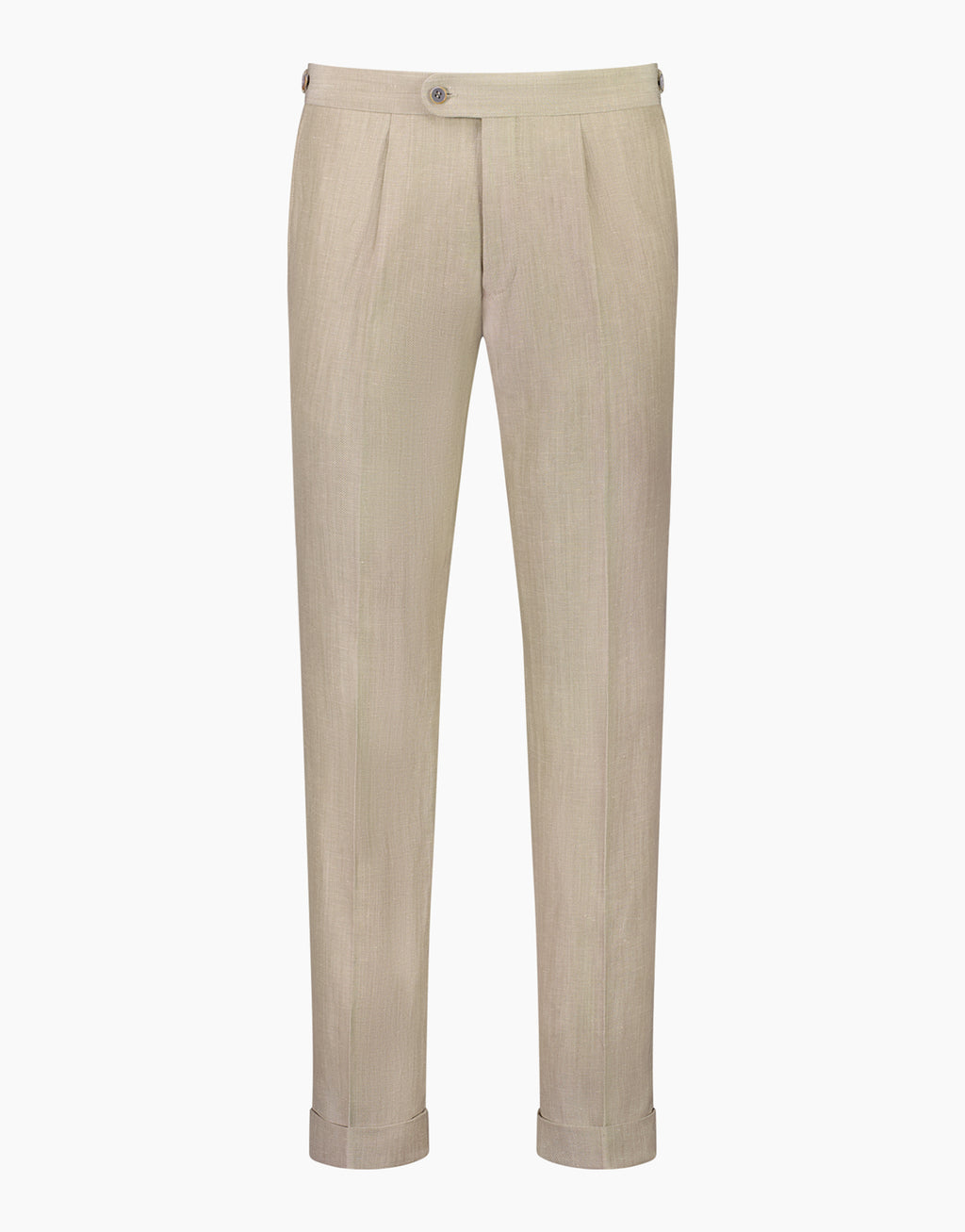 Evans Bone Linen-Wool Blend Twill Trouser