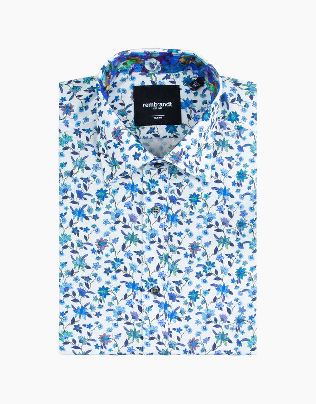 Barbican Blue Floral Print Shirt