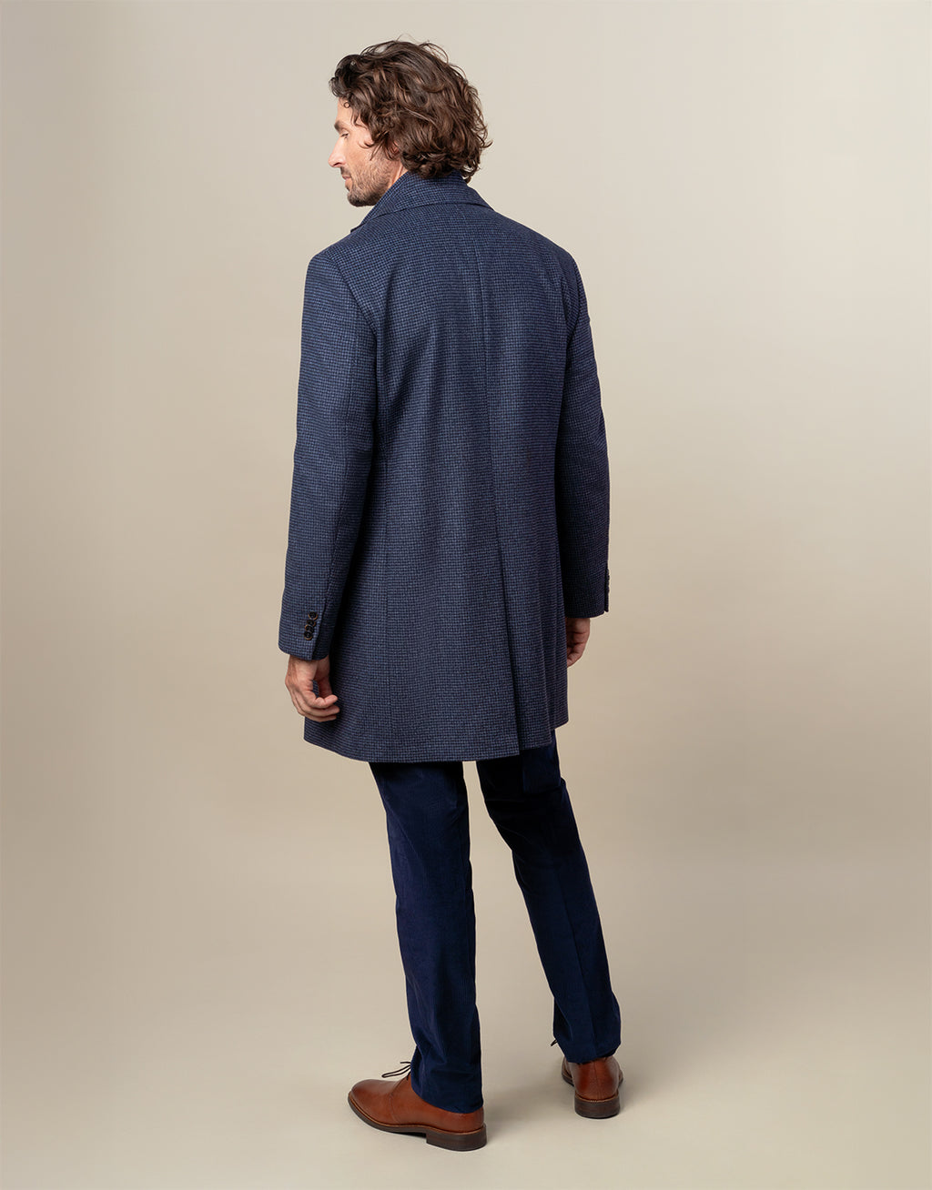 Compton Blue Houndstooth Overcoat