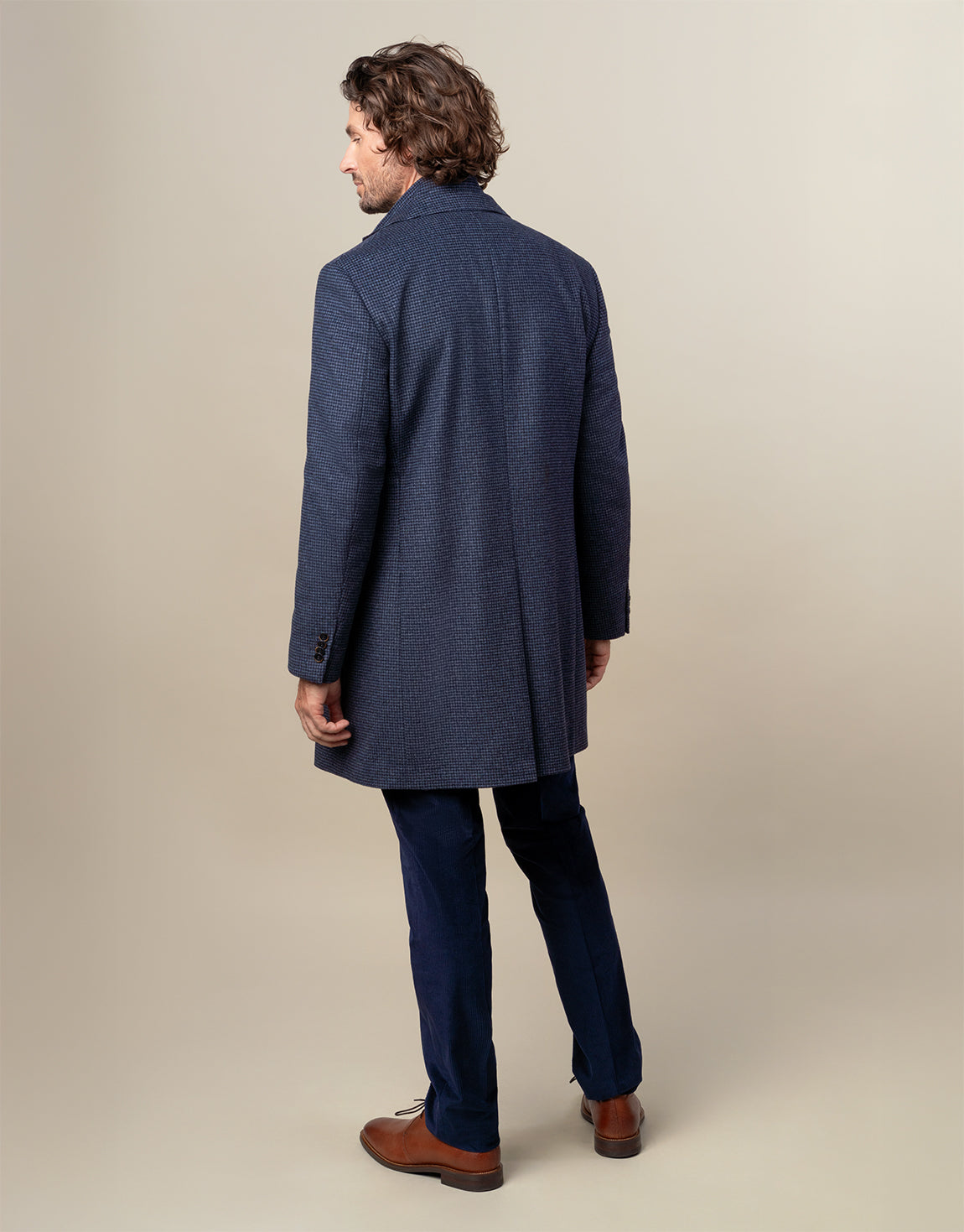 Compton Blue Houndstooth Overcoat