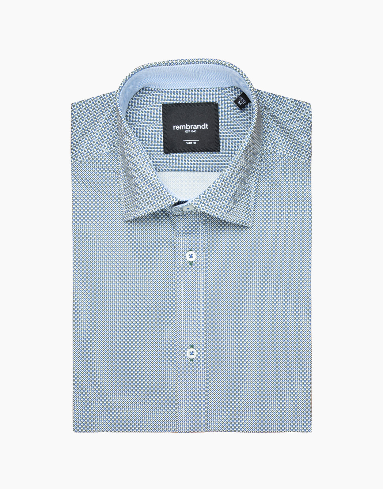 Barbican Green & Blue Geo Print Shirt