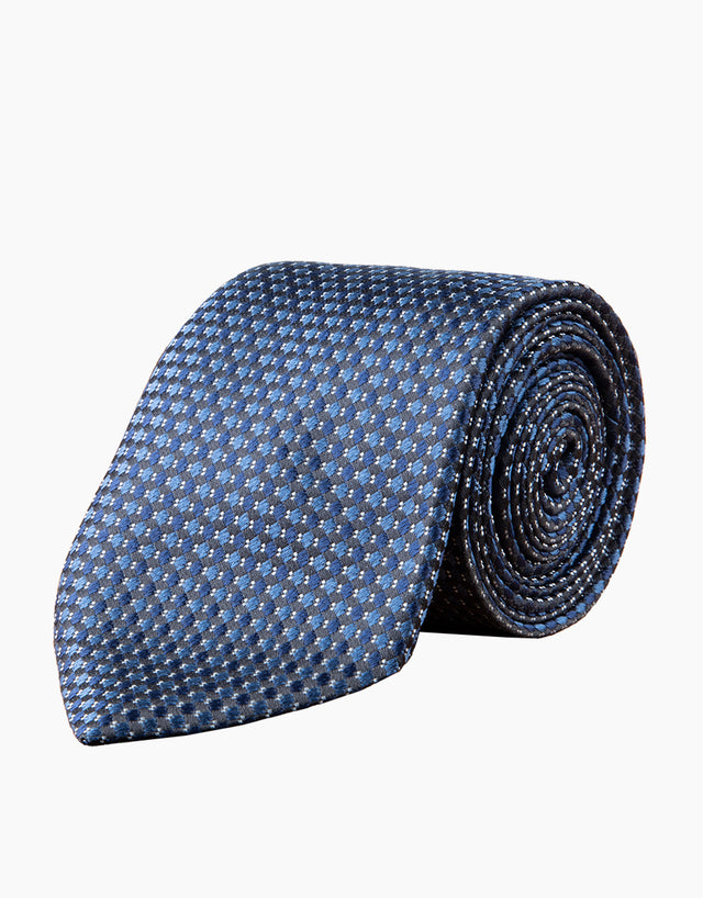 Navy & Black Textured Silk Tie