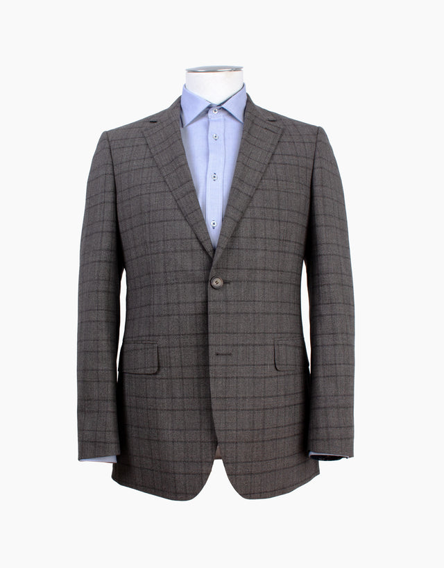 Cooper Taupe Grey Check Two Piece Suit