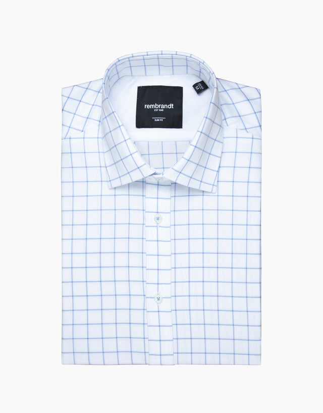 London White & Blue Large Check Shirt