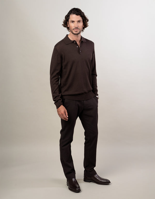 Tyler Dark Brown Birdseye Chinos