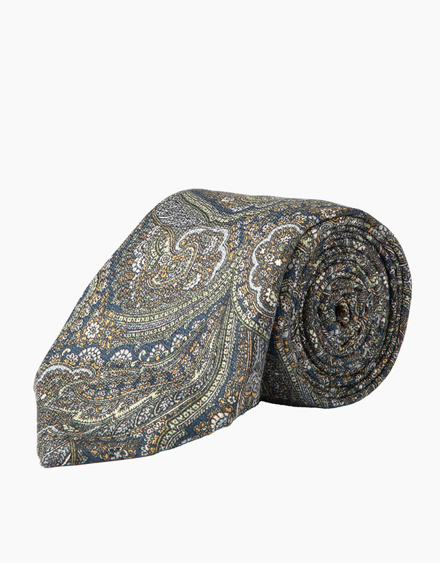Green & Blue Paisely Silk Tie