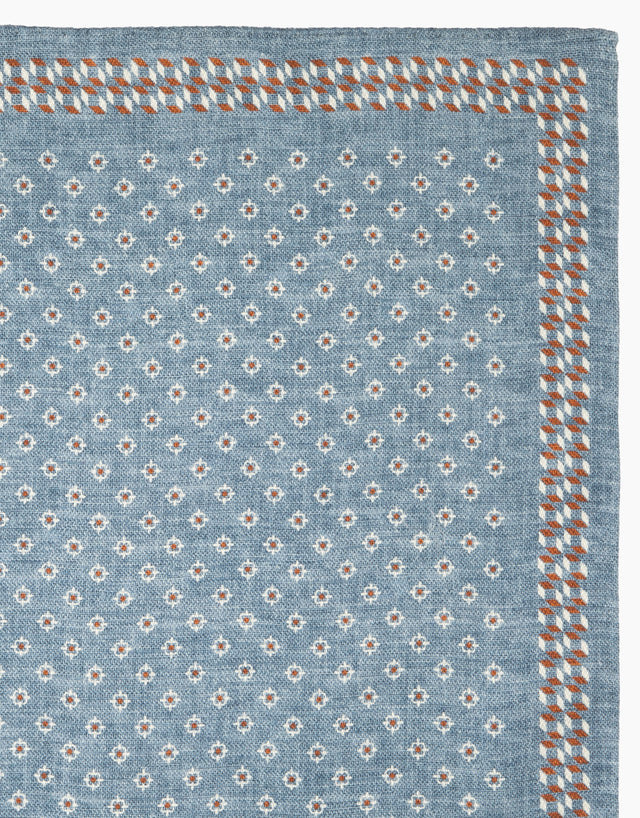 Blue Textured & Geometric Reversible Pocket Square