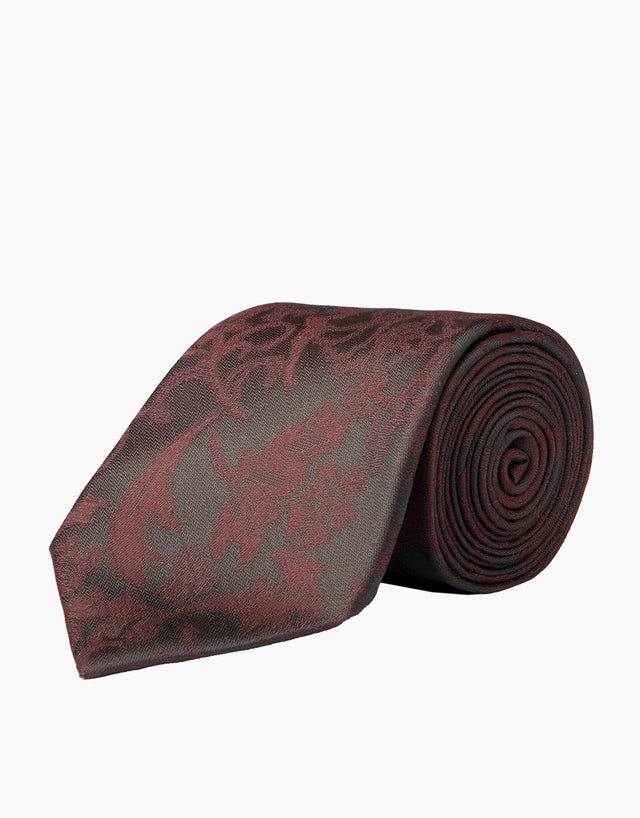 Black & Burgundy Floral Silk Tie