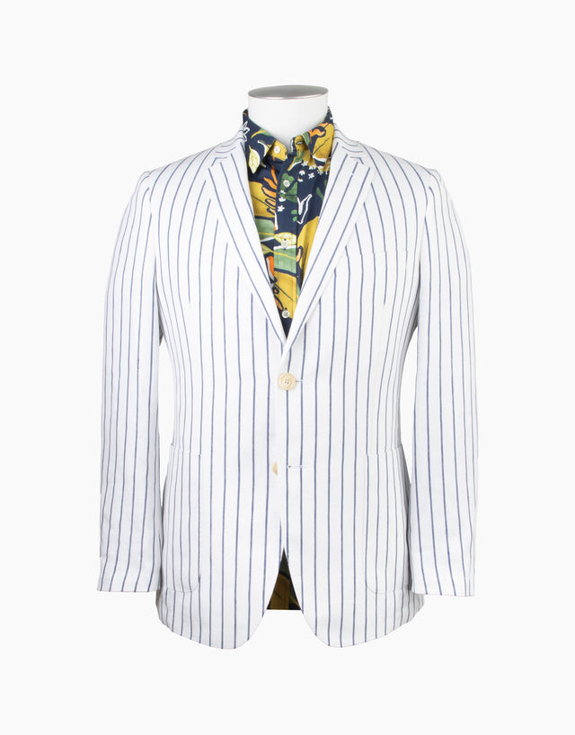 Malta White Stripe Linen Blend Blazer