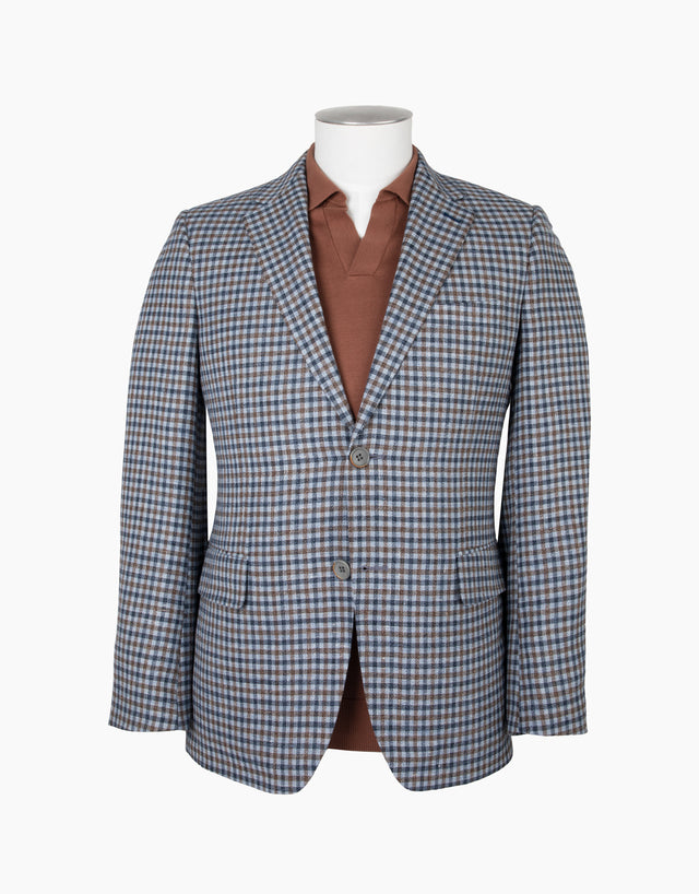 Hawker Blue and Brown Gun Check Blazer