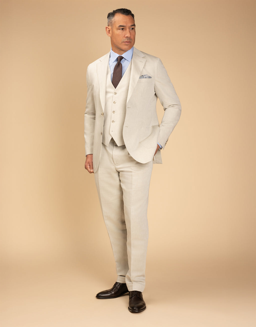 Evans Beige Linen-Cotton Trouser